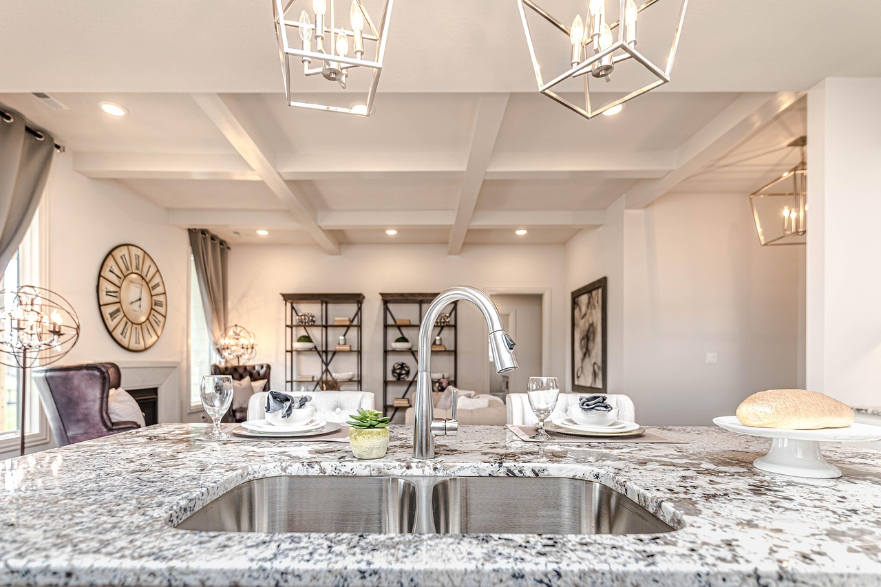 granite kitchen countertop with sink